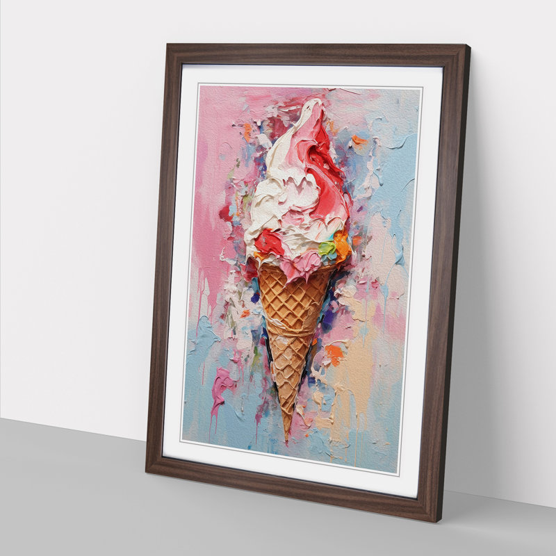 Ice Cream Impressionism No.2 - Framed Print, 34cm H x 25cm W x 2cm D, Walnut Framed