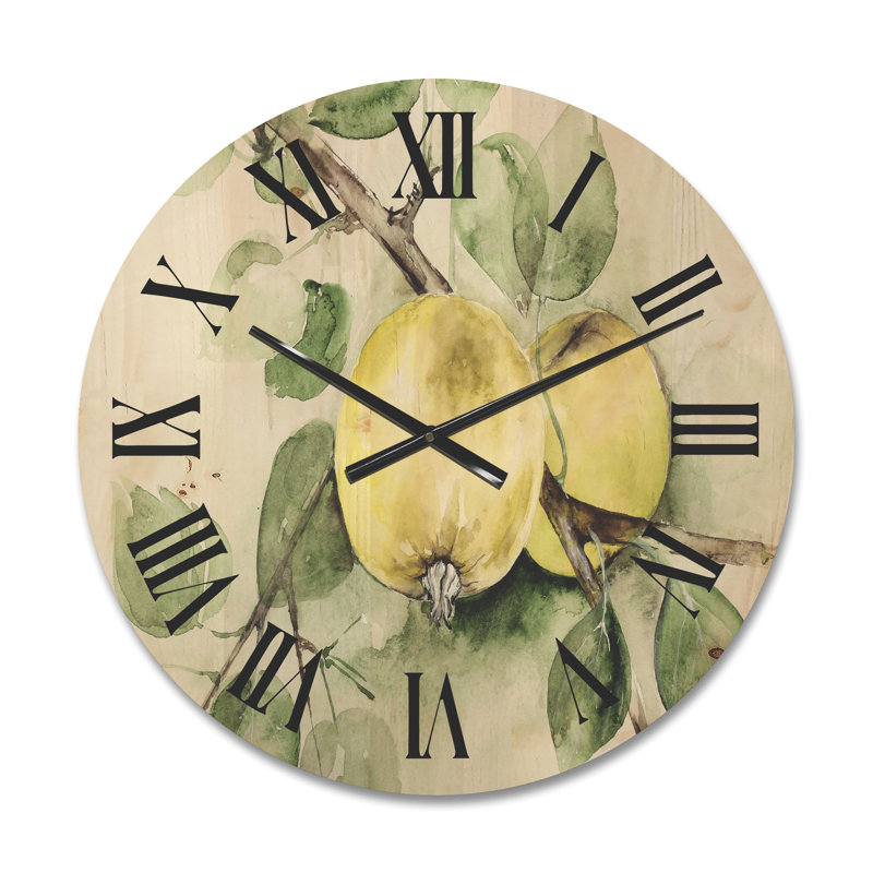 Vintage vert Appels - horloge murale en bois de ferme, Moyen