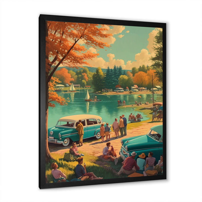 «Ritvan Flashback To Summer Holiday By The Lake II», reproduction sur toile, H 32 po x l 16 po x P 1 po, Cadre photo noir