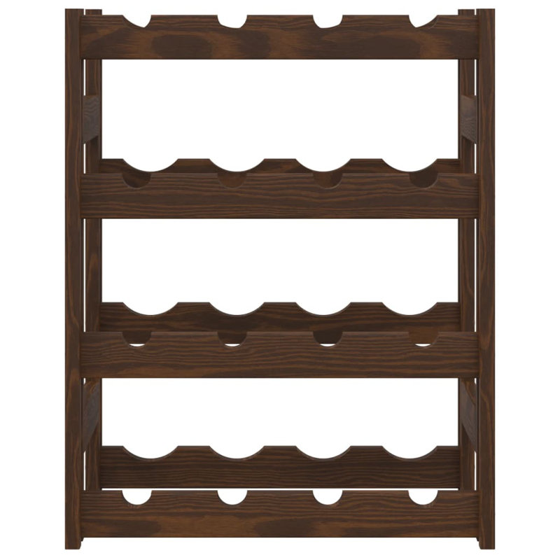 16 Bottle Solid Wood Tabletop Wine Bottle Rack in, Brown
