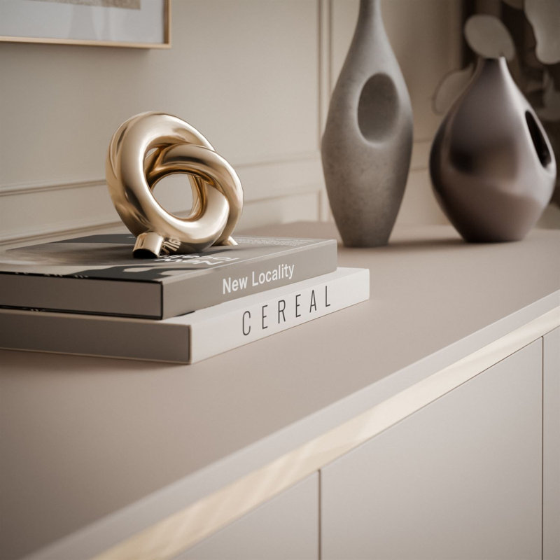 140 cm W Sideboard, Straight brushed gold legs, without LED