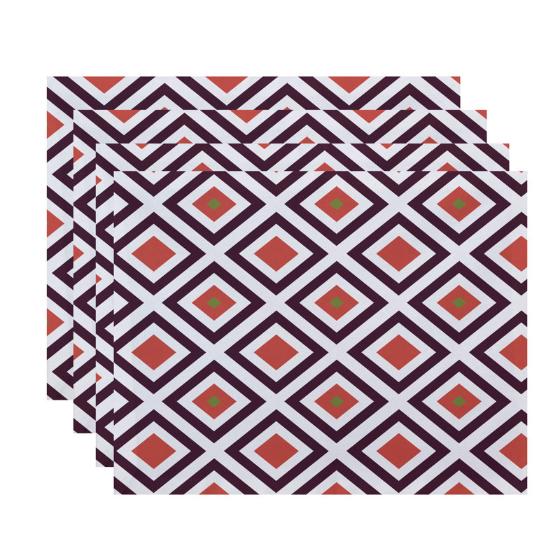 Ensemble de 3 sets de table Frances, Mauve / corail