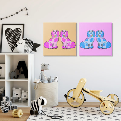 Ensemble de toiles 2 pièces Brightly Coloured Pooches, design par Katie Conley