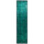 Overdyed Hand-Knotted Wool Modern-Contemporary Green Runner 3' 2" x 12' 4"