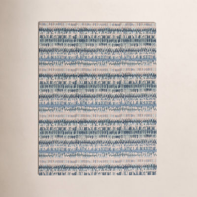 Paint Chip Indigo Denim Beige Abstract Wool Rug