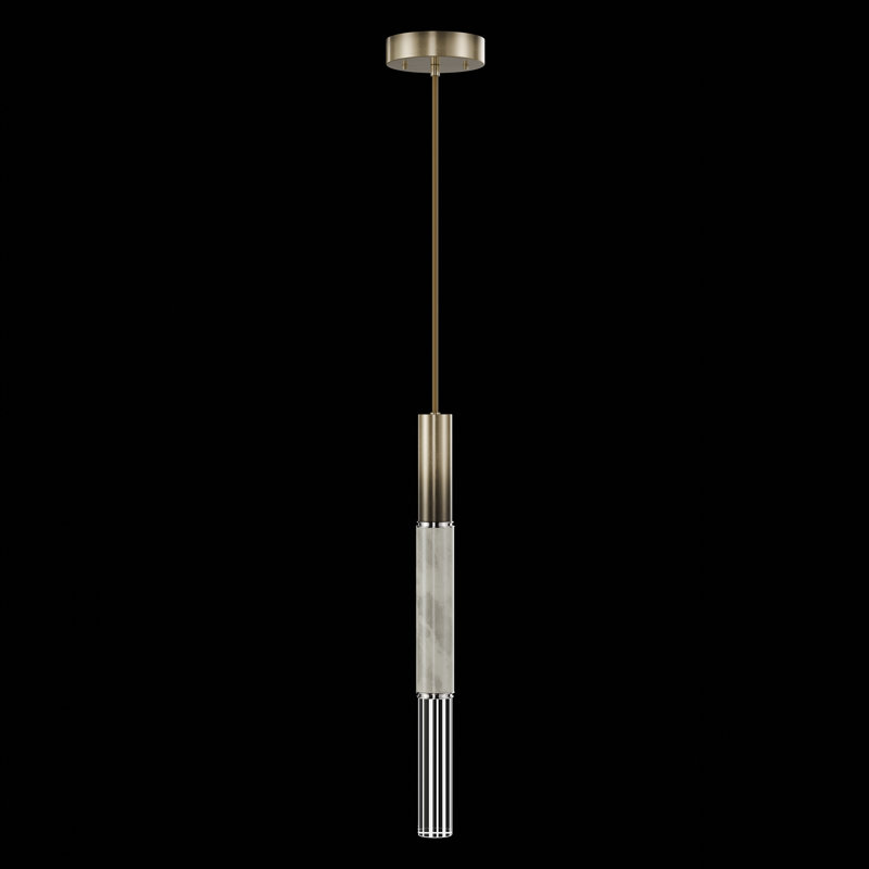 Luminaire suspendu rond l 6,5 po Antonia, Bronze ombré doux / nickel