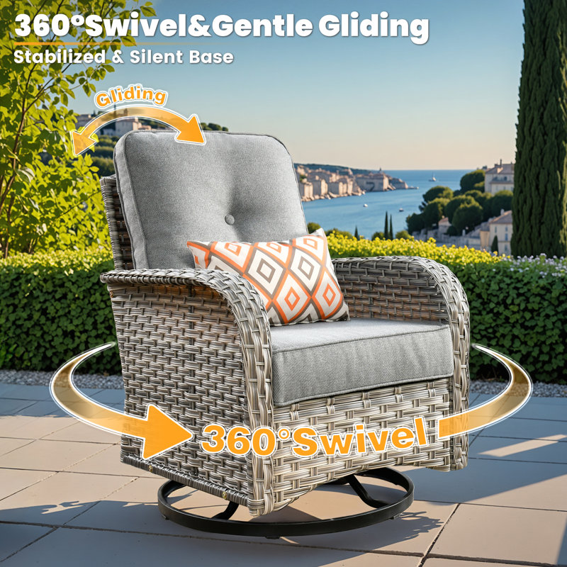 Daltry 11 Piece Outdoor Wicker Conversation Sets With Fire Pit Table and Coffee Table With built-in lights, Dark Gray