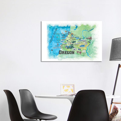 " The USA, Oregon Illustrated Travel Poster " by Markus And Martina Bleichner Painting Print