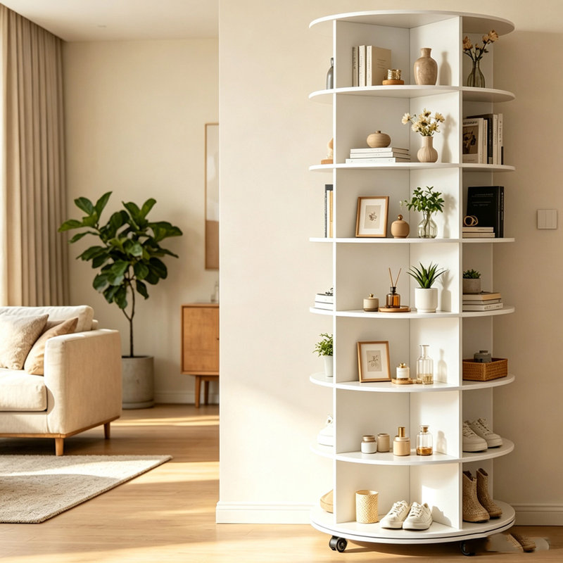 Étagère à chaussures rotative à 7 niveaux avec roues, organisateur de chaussures à rotation sur 360 °, présentoir à chaussures à rotation verticale, carrousel rond de rangement pour chaussures, organisation de placard à chaussures rotatives