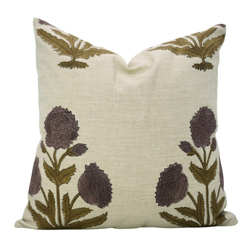 Fabdivine Badshah Block Print Pillow Cover Handmade Linen Decorative Cushion for Sofa & Bed, Artisan Home Décor-14X14 Inch