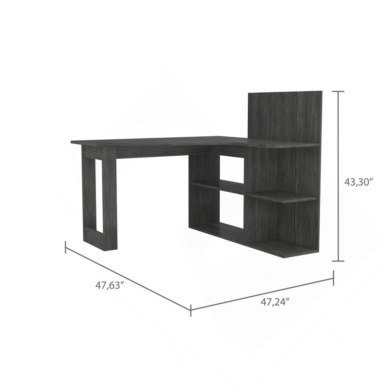 Masai Writing Computer Desk, Five Open Shelves