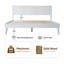Structure de lit plateforme très grand en bois massif avec tête et pied de lit, base à 12 lattes robustes, pieds en métal central, assemblage facile, sans bruit et antidérapant, aucun sommier tapissier requis, finition blanc pur-900422914-900422913