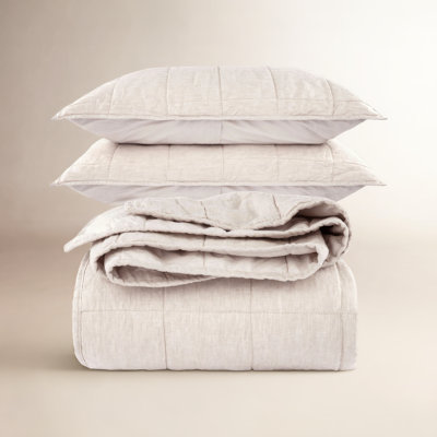 French Linen Box Stitch Quilt & Sham Set