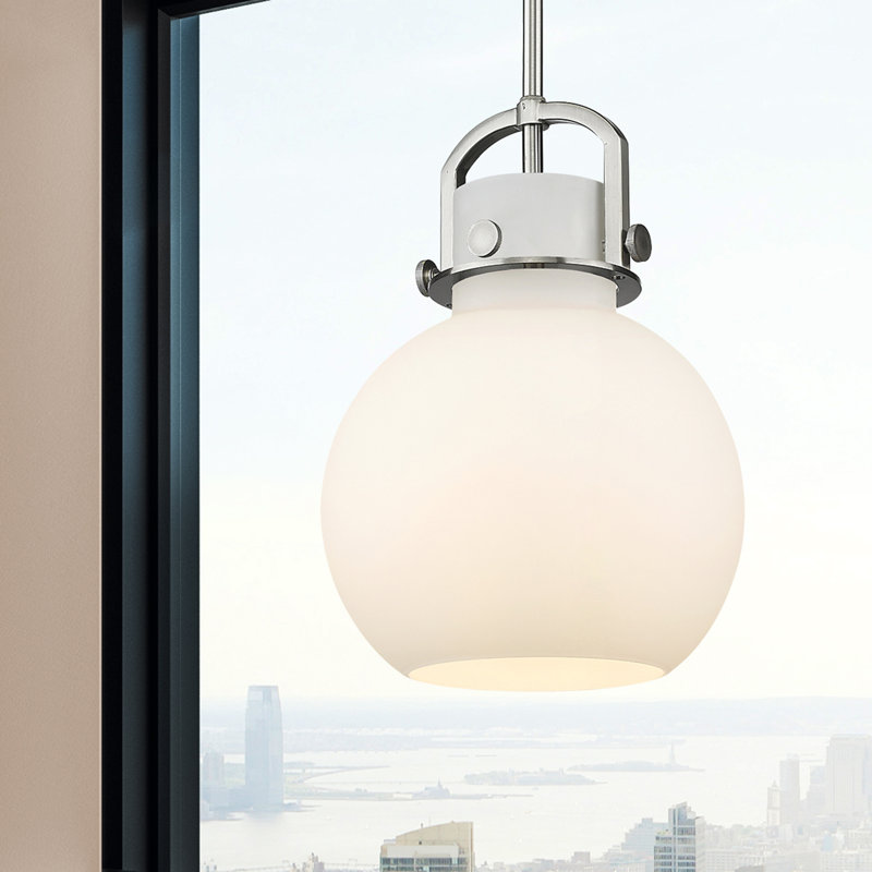 Luminaire suspendu à 1 tige Sligo, Blanc, Nickel satiné, H 13,38 po x l 10 po x P 10 po