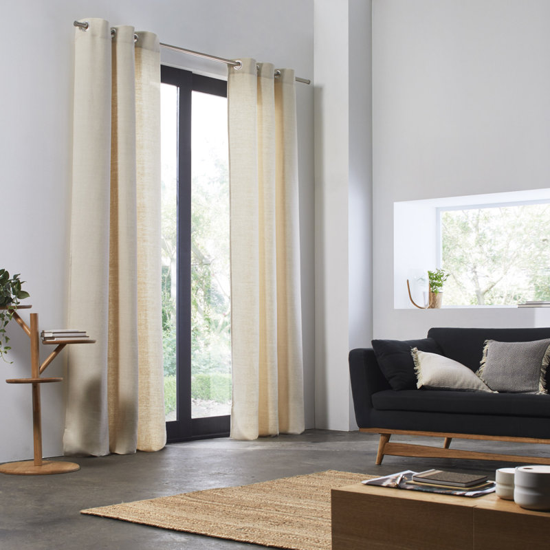 Aubin Linen Semi Sheer Single Curtain Panel, Gilded Beige, 200 W x 275 D cm