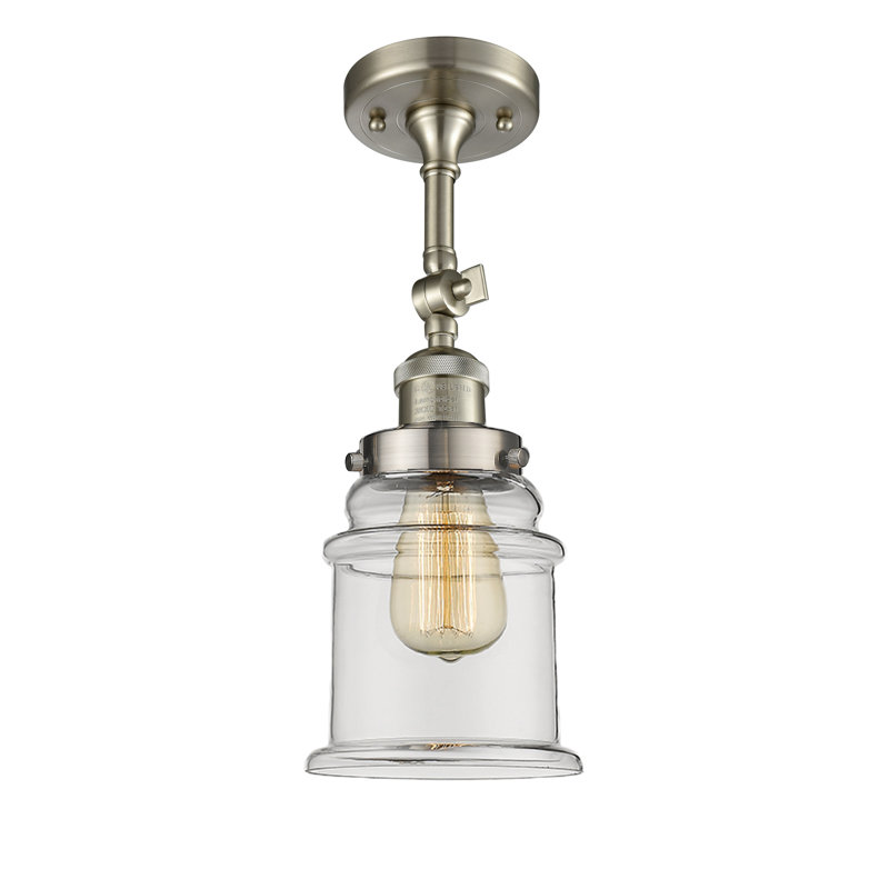 Plafonnier semi-encastré à 1 lumière de 6,5 po Galaviz, Chrome poli, Transparent