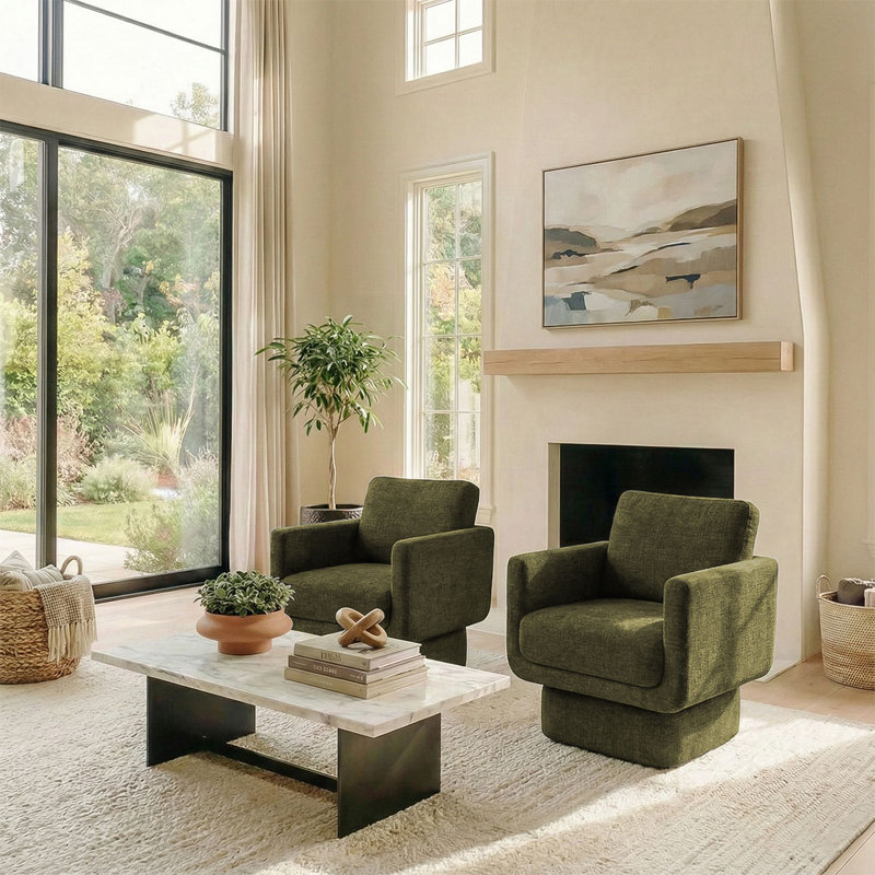 Ensemble de 2 fauteuils pivotants 27 po (ensemble de 2), Vert