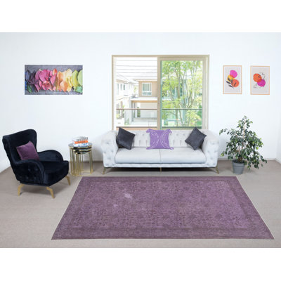 Tapis de couleur mauve en laine fabriqué à la main 6 x 6 pi. Turquie