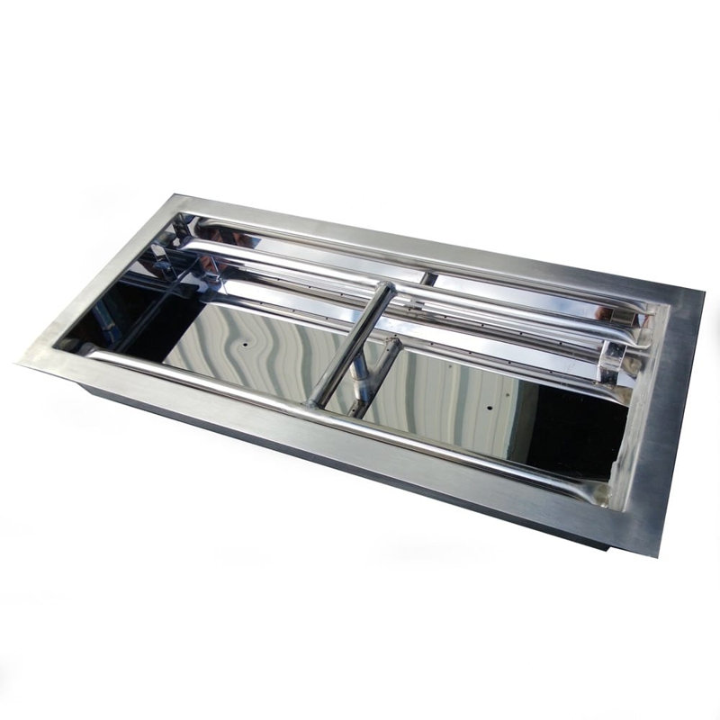 Brûleur de foyer rectangulaire en acier inoxydable, H 24 po x l 10 po x P 3 po