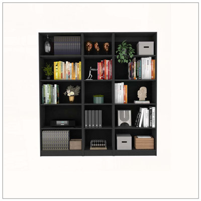 3-Piece Bookcase Set with 15 Shelves