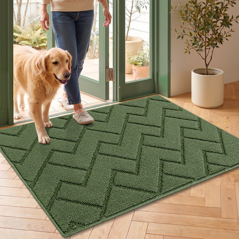 Dirt Trapper Non Slip Backing Washable Door Mat, 35*24, green