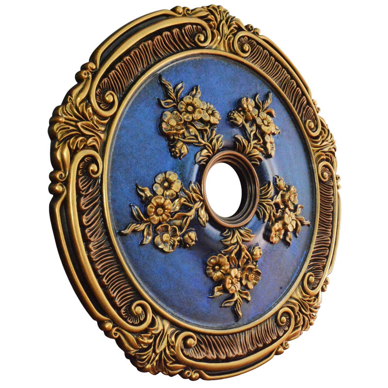 Blooming Ocean 26" D Polyurethane Hand Painted Ceiling Medallion