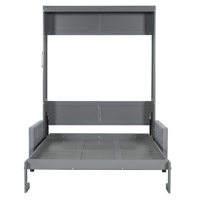 Lit escamotable double avec canapé et lit escamotable, Grey, Full