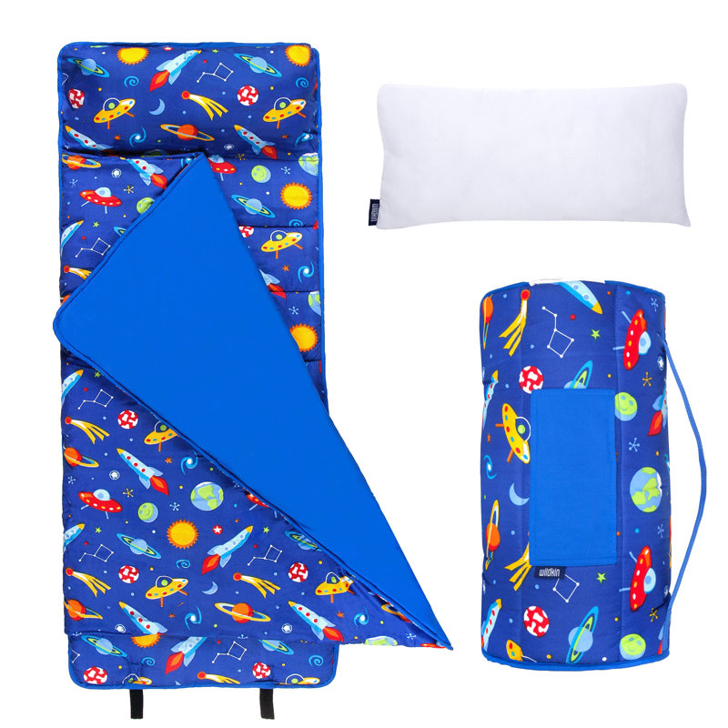 Wildkin Kids Microfiber Nap Mat – Soft  Sleep Mat with Pillow, Ideal for School & Travel - Out of this World