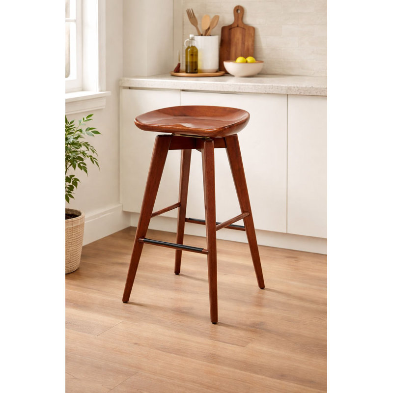 Basnti Swivel Solid Wood Counter Stool, Walnut, Bar Stool (29” Seat Height)