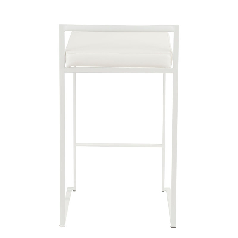 Tabouret de comptoir contemporain, Siège blanc / structure blanche, 3
