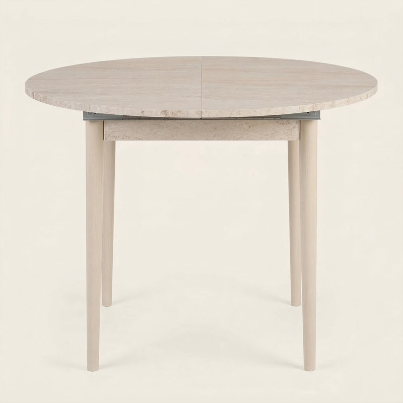 Table de salle à manger Everett, Travertin, Chêne