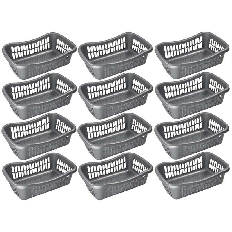 Ensemble de paniers en plastique large, Gris