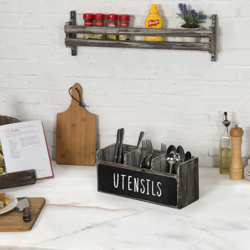 Wood Rectangle Flatware Caddy
