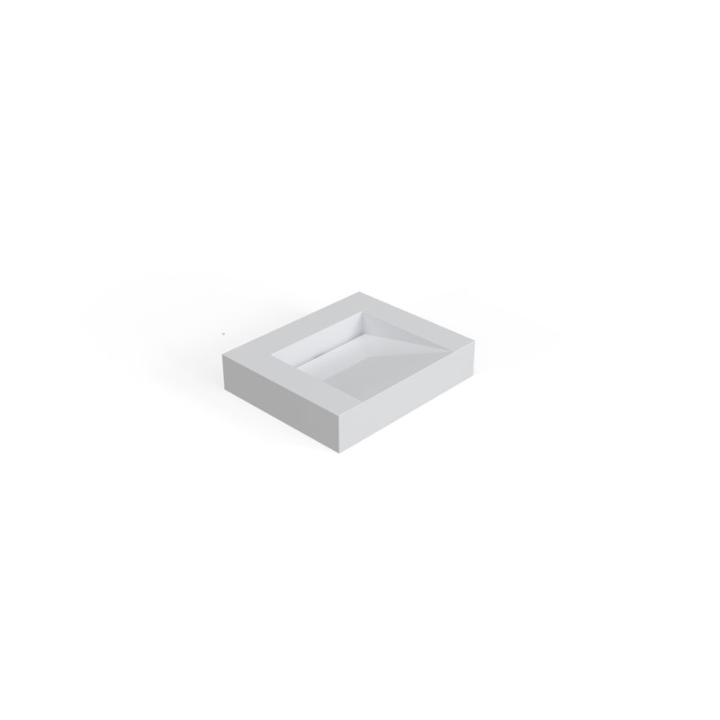 Badeloft 23.6" x 19.6" Square Stone Resin Wall Mounted Bathroom Sink WT-04-E-G in Glossy White, Gloss White