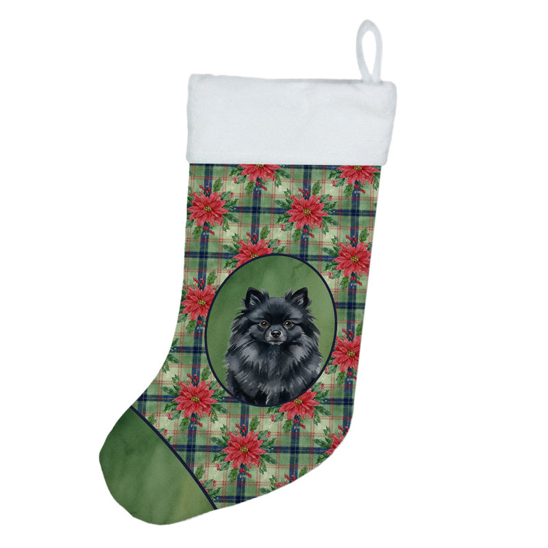 Chaussette de Noël noire Pomeranian