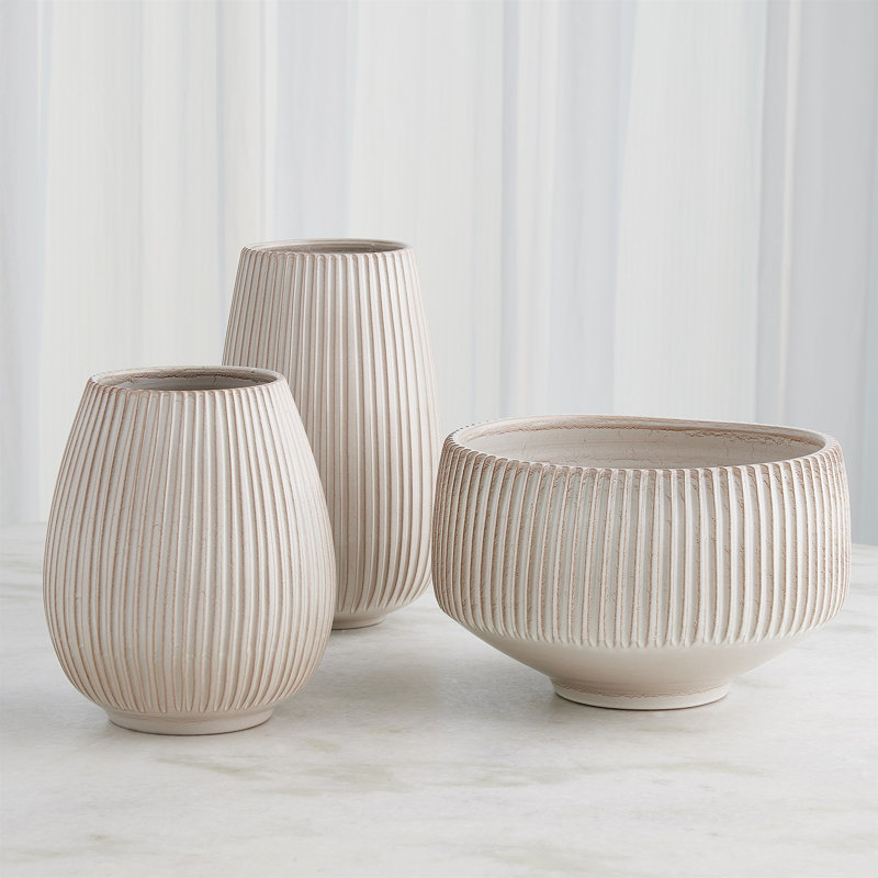 Vertical Ribbed Vase-Lg, 10" H x 7.75" W x 7.75" D