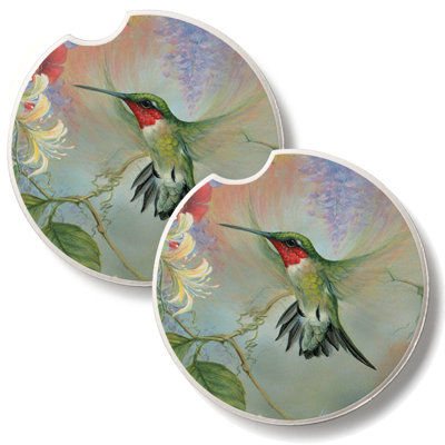 Hummingbird in Flight 2 Pack Absorbent Stone Car Coasters