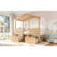 Lits avec rangement, lit mezzanine en bois aggloméré simple, chambre d'enfant à la ferme