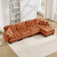 Canapé en chenille en L avec repose-pieds mobile et coussins capitonnés matelassés Chenille