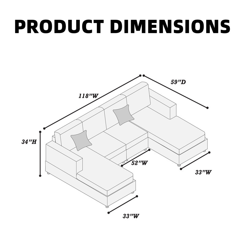 Canapé modulaire 3 pièces avec méridienne double et velours côtelé