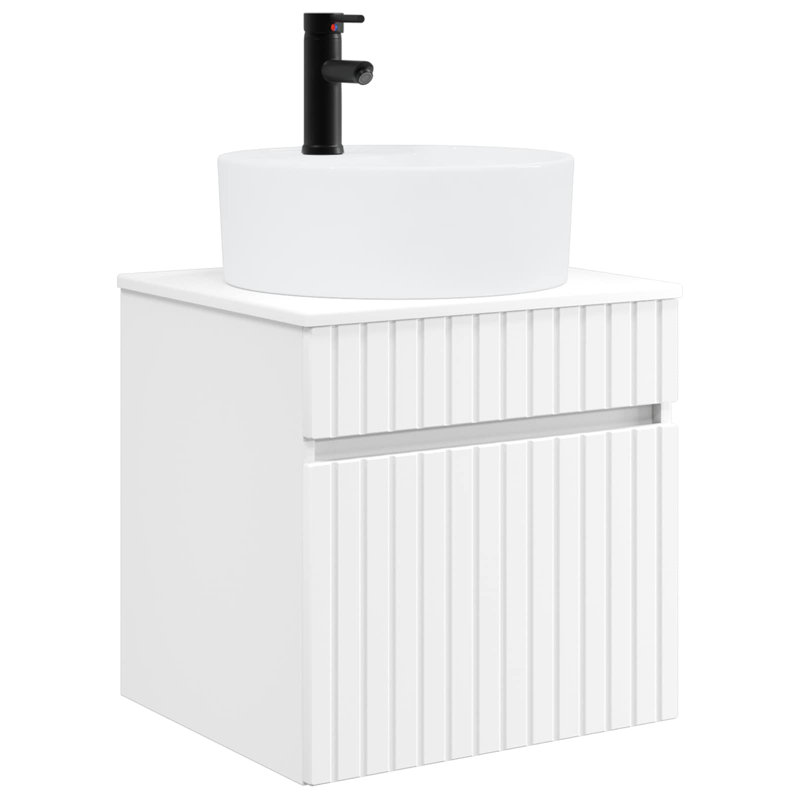 Single Bathroom Vanity with Ceramic Basin, White