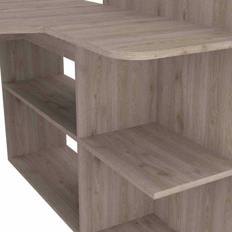 Jayleanna L-Shaped Computer Desk, Light Gray