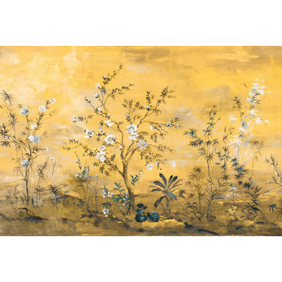 Panneau mural lisse 4 panneaux 8 pi x 145 po Aiyan Chinoiserie