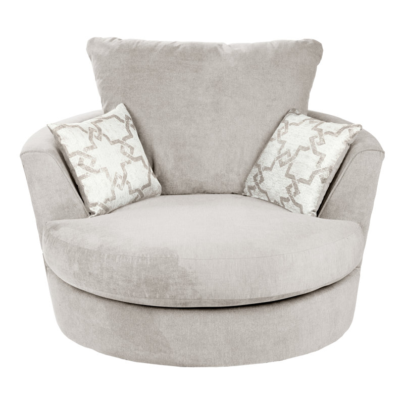 Arabella Upholstered Swivel Barrel Chair, Stone