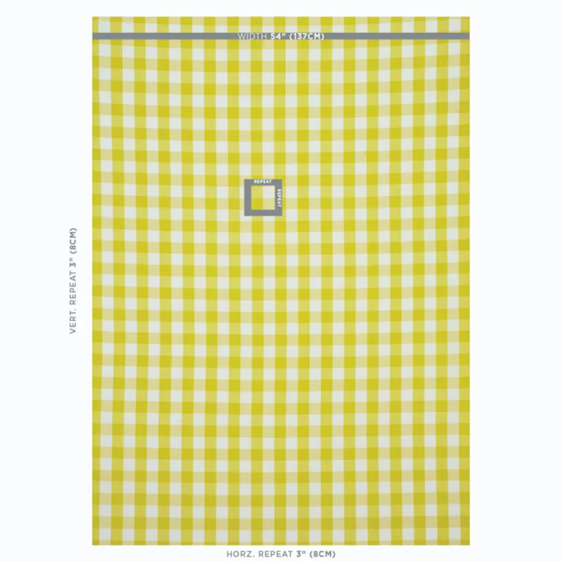Camden Cotton Check Fabric, Yellow