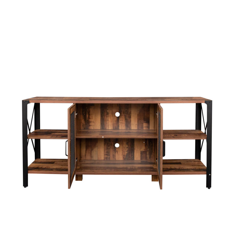 TV Stands For Living Room, Industrial TV Stand For Bedroom Furniture, Farmhouse TV Stand 80 Inch Television Stand , Modern Horizontal Wood And Metal Open Bookshelf