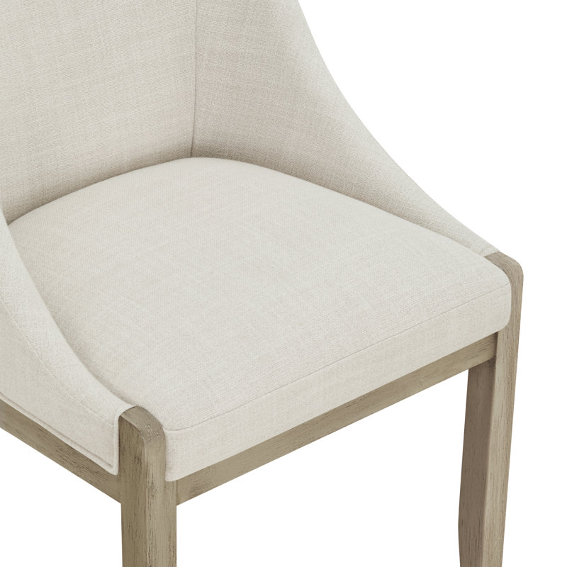 Sherwood Upholstered Dining Chair with Solid Wood Legs, Effie Linen Performance Linen