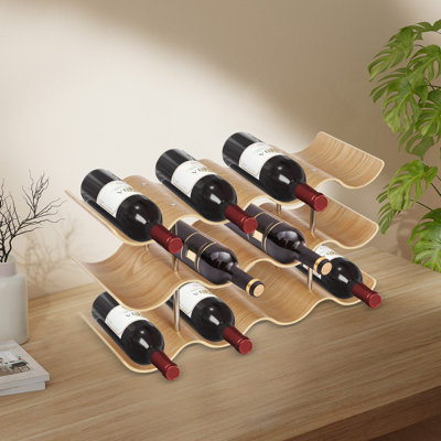 Space-Saving 3 Tiers Wine Bottle Storage Rack Wave-Shaped Display For Kitchen, Bar, Wine Cellar Or Pantry, Compact Holder Organizes