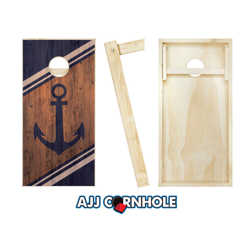 Ensemble de cornhole en bois massif 2 'x 4' avec sacs, Rouge / noir
