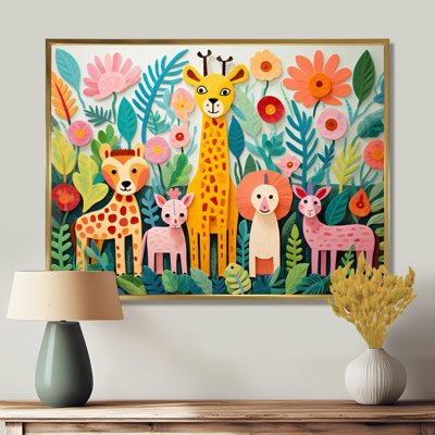 «Colorful Cute Animal Nursery I», art mural encadré
